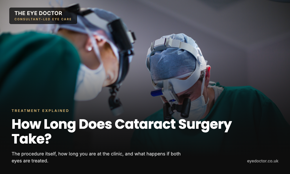 How long does cataract surgery take at The Eye Doctor